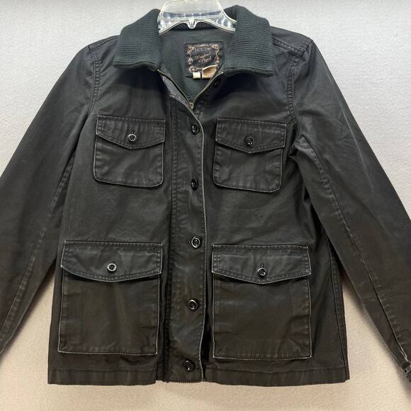 VTG J. Crew Jacket Women's S Black Washed and Aged Waxed Cotton Utility Preppy - Picture 3 of 12